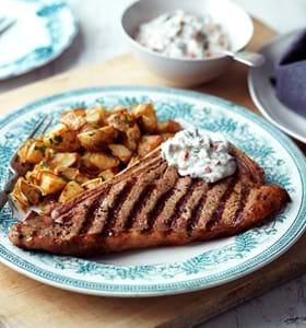 Sirloin Steaks with Flaming Mayonnaise