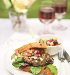 Spicy Lamb and Feta Burgers with Cucumber Salsa