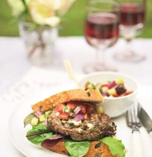 Spicy Lamb and Feta Burgers with Cucumber Salsa