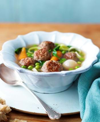 Spring Lamb Meatball Broth with Vegetables