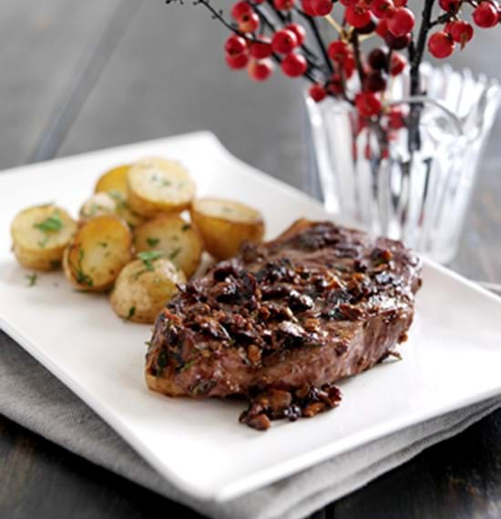 Steak with Dried Porcini and Rosemary Paste