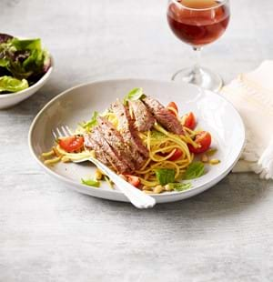 Steak with Pine Nut Spaghetti