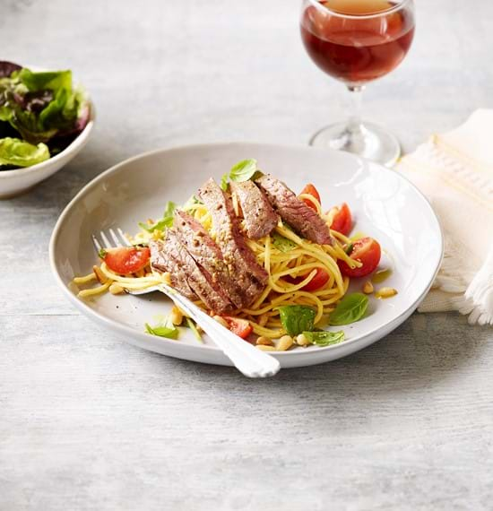 Steak with Pine Nut Spaghetti