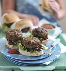 Sun-Dried Tomato Burgers with Balsamic-Glazed Onions