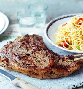 Porterhouse Steak with Pine Nut Spaghetti