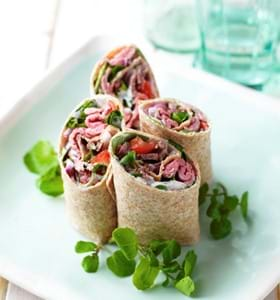 Alfresco Roast Beef Wraps with Horseradish Dressing