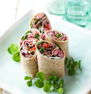 Alfresco Roast Beef Wraps with Horseradish Dressing