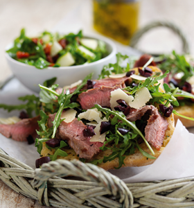 Beef and Parmesan Pizza with Herb Oil