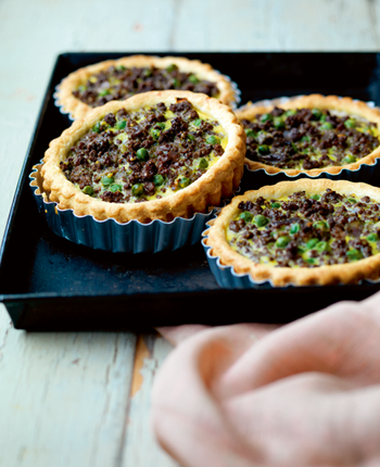 Beef and Red Onion Tarts with Watercress Pesto