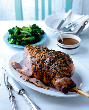 Garlic and Herb Butter Roast Lamb with Cider Gravy