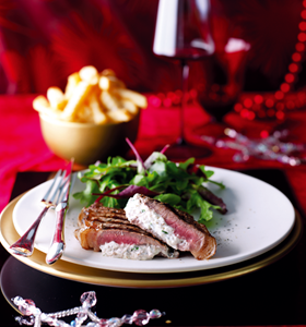 Pocket Filled Steaks with Garlic and Herb Soft Cheese