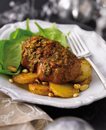 Roast Lamb Rumps with Red Pesto